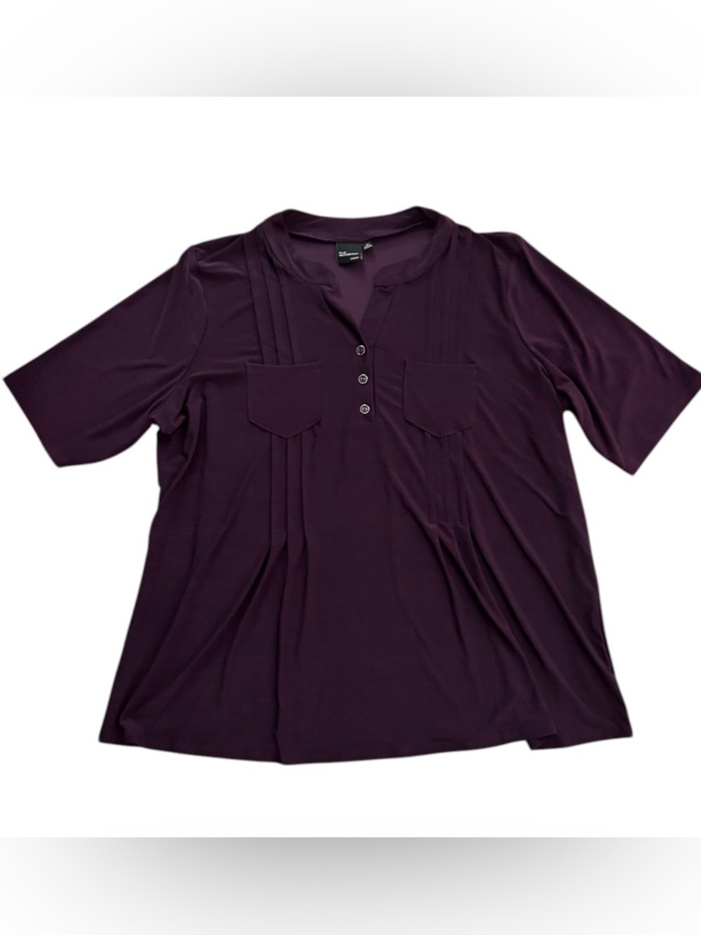 Elie McCarthy Deep Plum Short-Sleeve Top Sz 2X